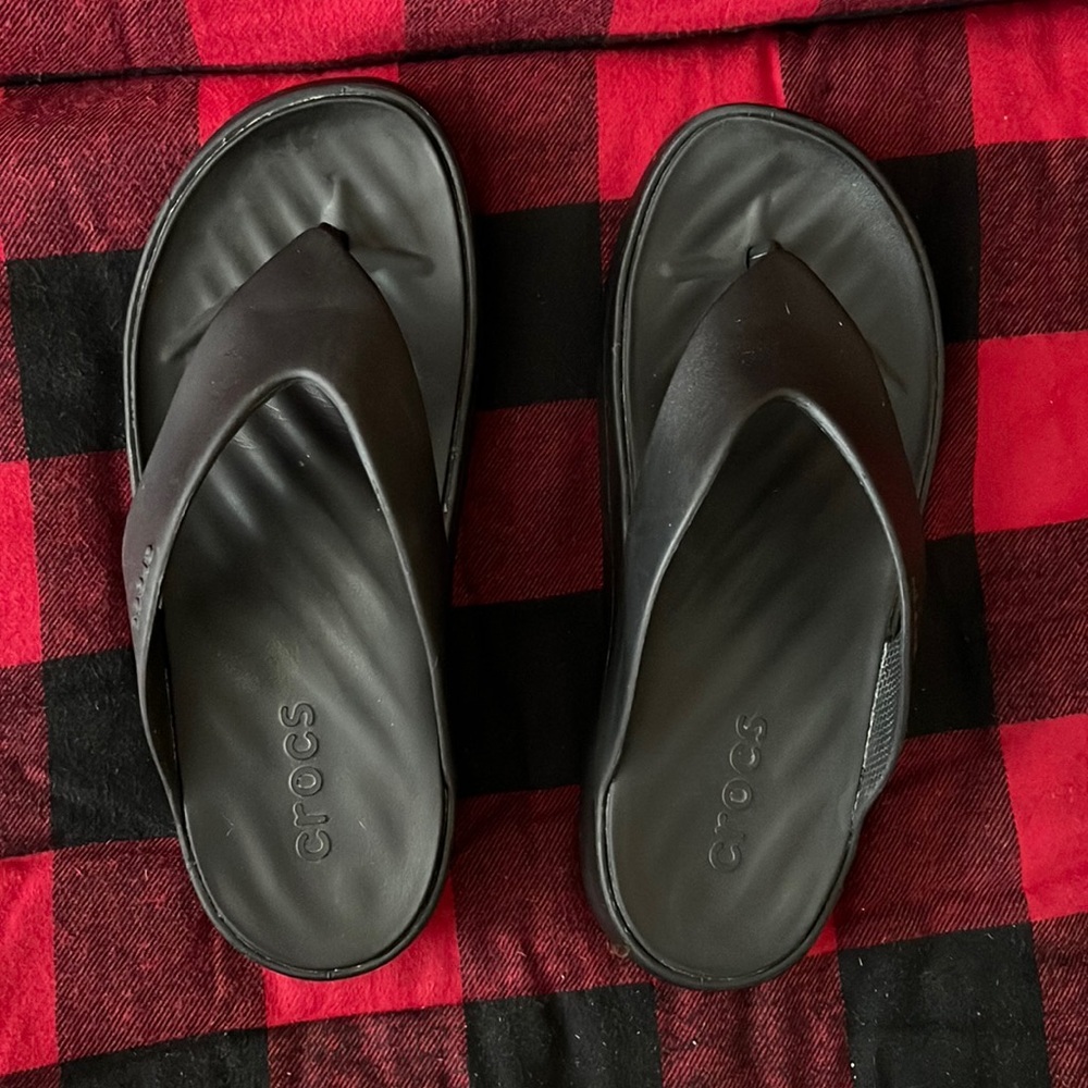 Crocs high black slides / slippers size 8